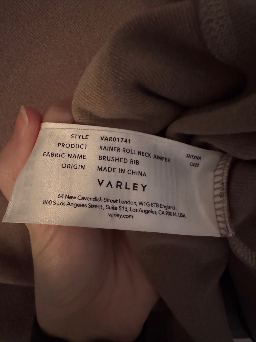 Varley Rainer Roll Neck Jumper - Brushed Rib - Picture 12 of 15